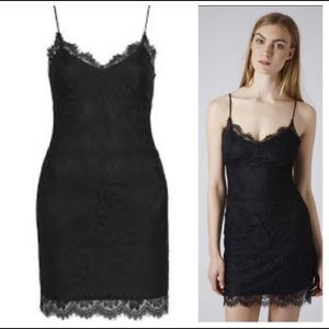 black lace mini dress